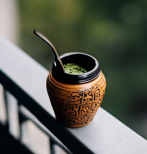 Yerba Maté dans une calebasse avec une bombilla
