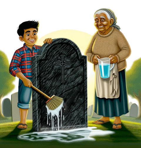 comment nettoyer une pierre tombale noircie